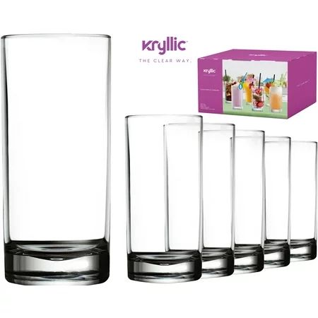 Plastic Tumbler Cups Drinking Glasses - Acrylic Highball Tumblers Set of 6 Clear 16 oz Unbreakabl... | Walmart (US)