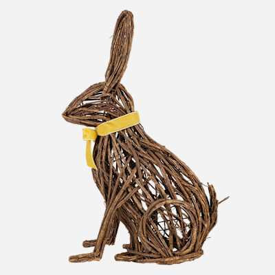 Brown Rattan Easter Rabbit with Bow, 17" | At Home