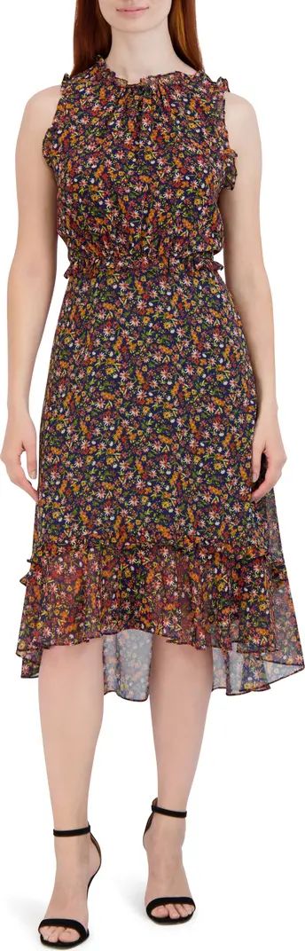 Julia Jordan Floral Ruffle Trim Sleeveless Midi Dress | Nordstrom | Nordstrom