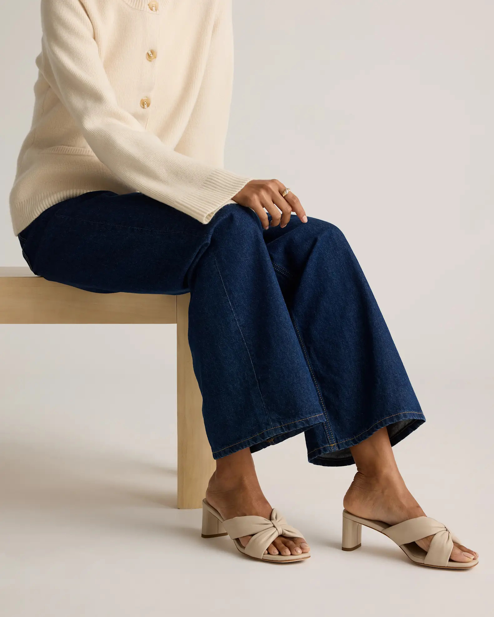 Italian Leather Twist Mid Heel Mule | Quince