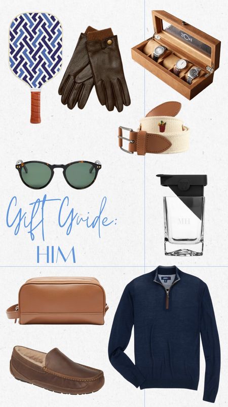 Gift Guide: Him

Pickle ball Patel, leather gloves, watch case, sunglasses, needlepoint belt, leather toiletry bag, navy 1/4 zip sweater, corckcicle whiskey wedge & glass and slippers. 

#LTKGiftGuide #LTKHoliday #LTKmens