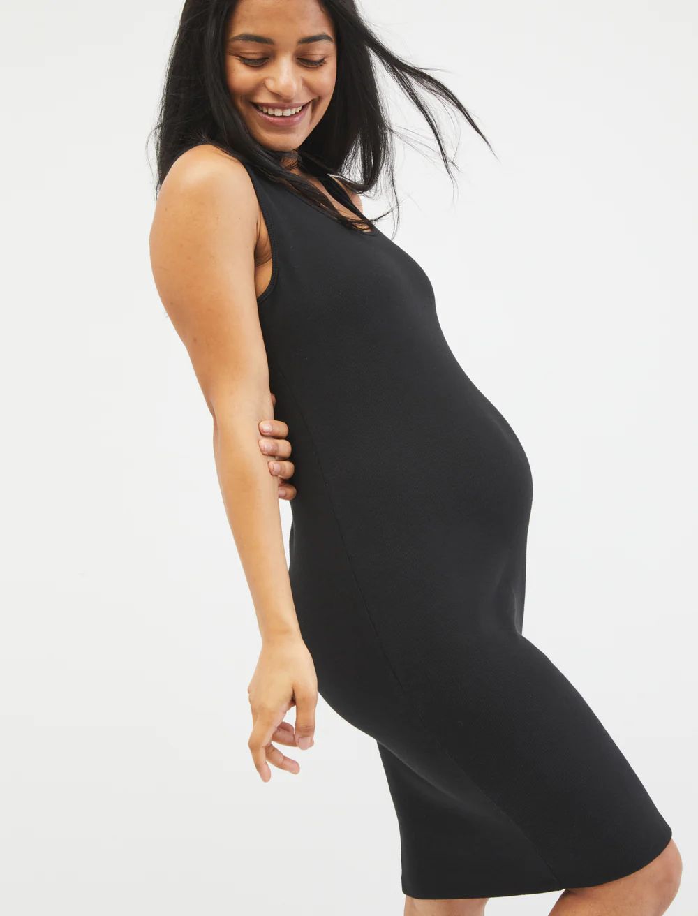 Sleeveless Rib Knit Maternity Dress | Motherhood Maternity