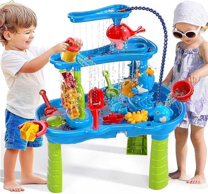 Water Table for Kids Ages 4-8 with Water Pumb, Summer Outdoor Sand Water Table for Boys Girls, Ki... | Amazon (US)