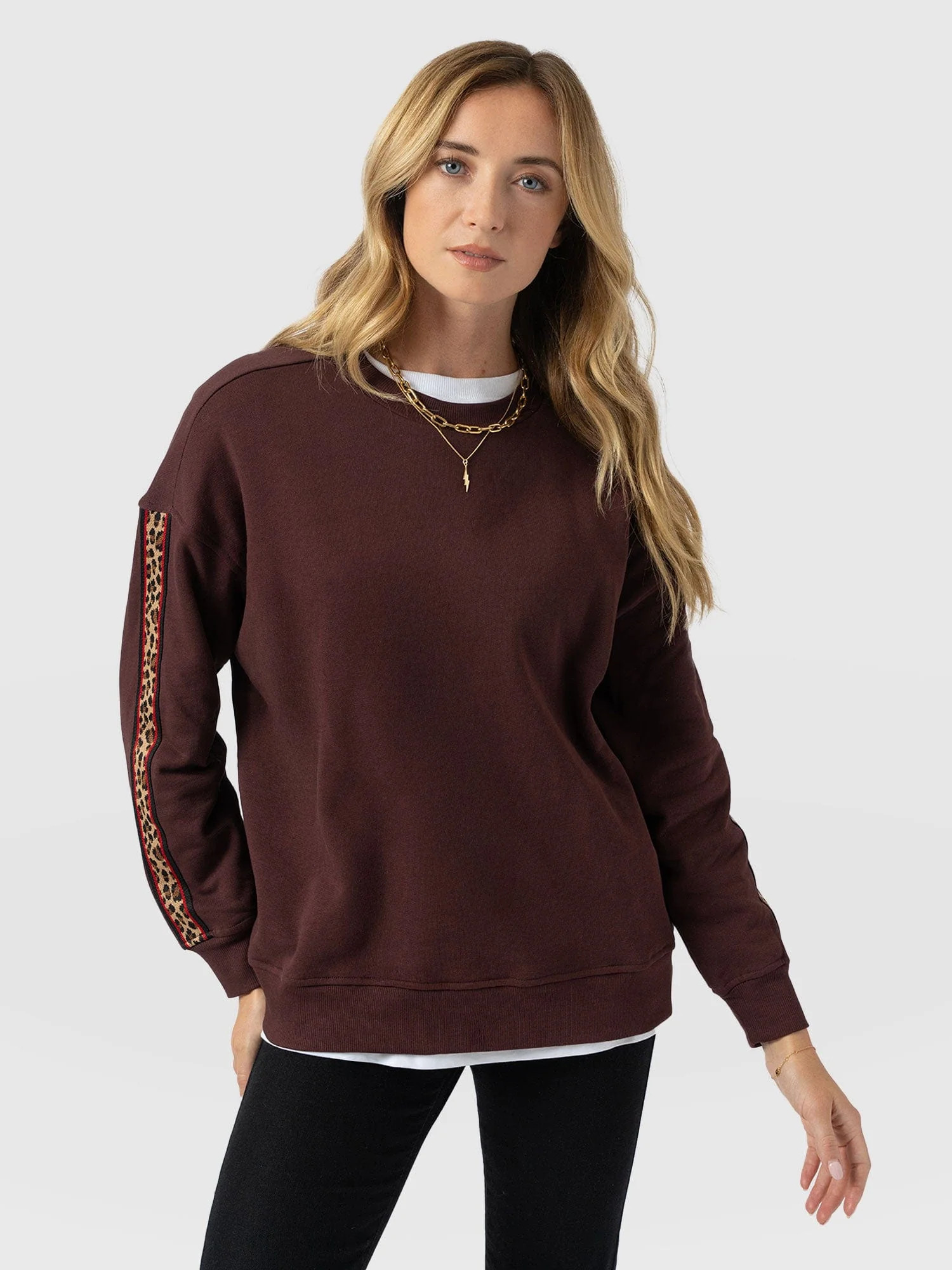 Ennis Sweatshirt - Maroon - Leopard | Saint + Sofia