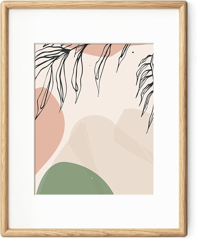 Axeman 11x14 Picture Frame - Solid White Oak Frame Matted to 8x10 - Rounded Corner Oak Photo Fram... | Amazon (US)