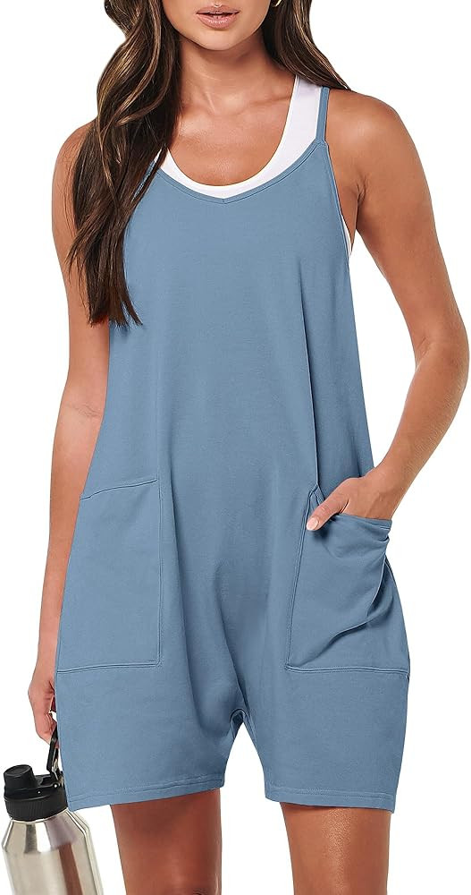ANRABESS Womens Rompers Summer Casual Loose Sleeveless Overalls Spaghetti Strap Shorts Jumpsuit 2... | Amazon (US)