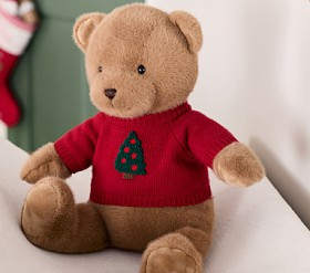 Christmas Toasted Coconut Teddy Bear with Sweater Plush | Pottery Barn Kids