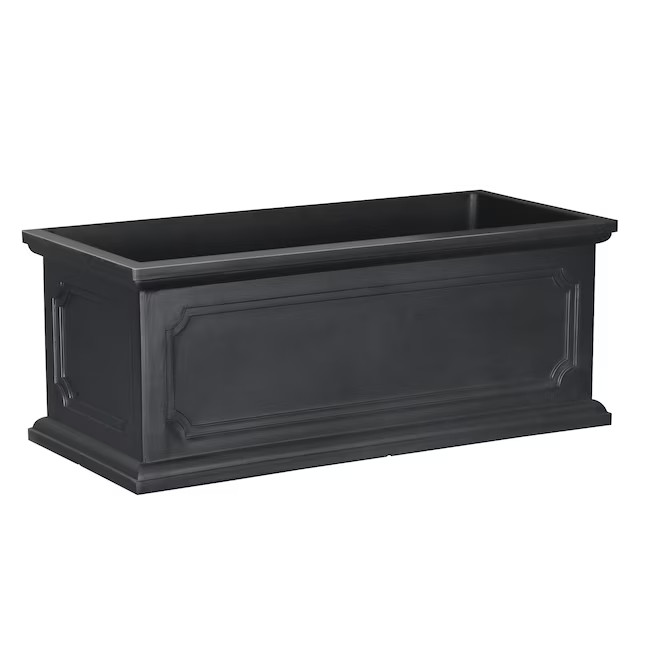 allen + roth Rectangle 20.59-in W Medium Black Resin Contemporary/Modern Indoor/Outdoor Planter w... | Lowe's