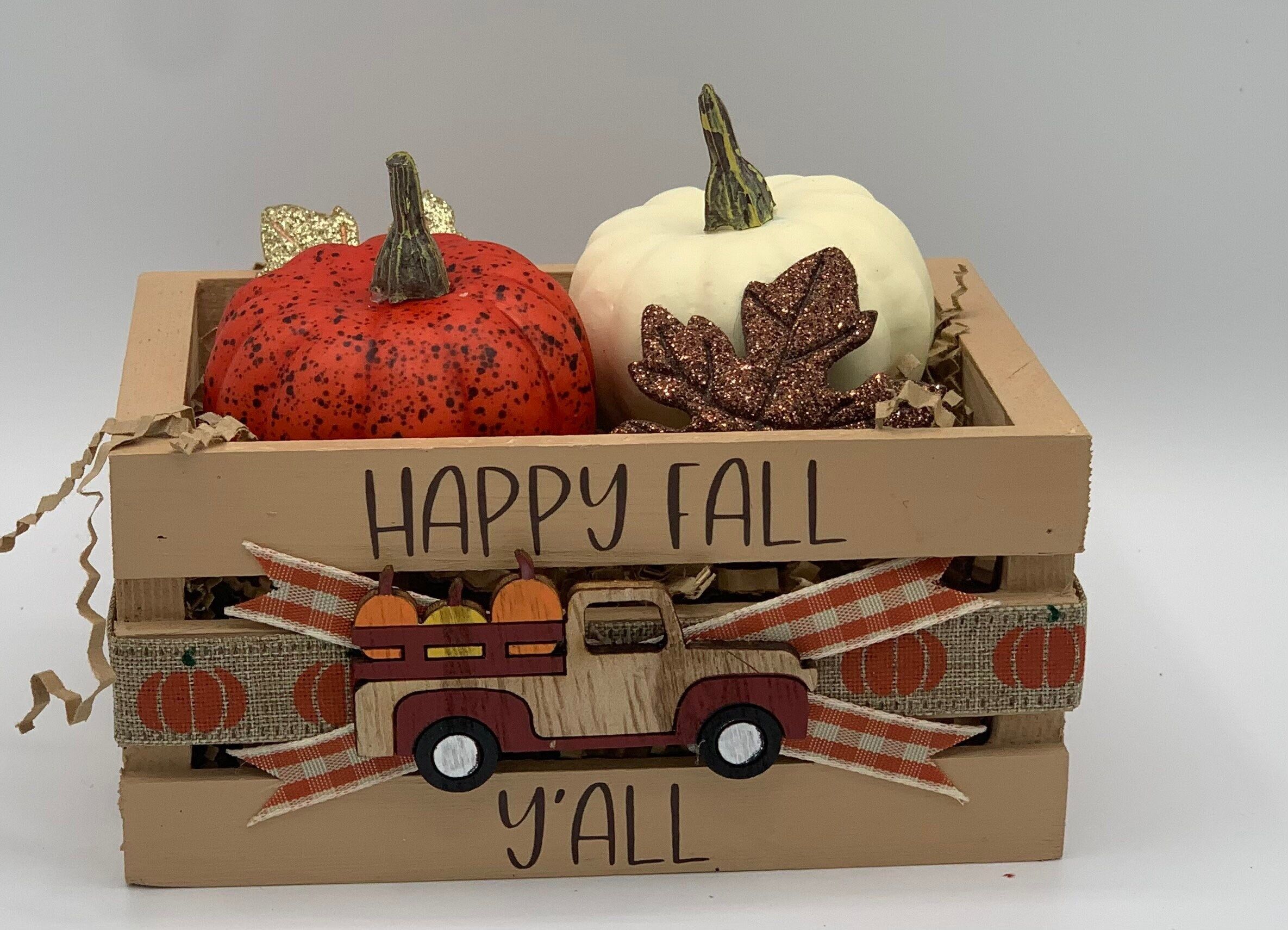 Fall Decor/Fall Mini-Crate/Fall Tiered Tray Decor/Happy Fall/Happy Fall Y'all/Fall Tiered Tray/Ti... | Etsy (US)