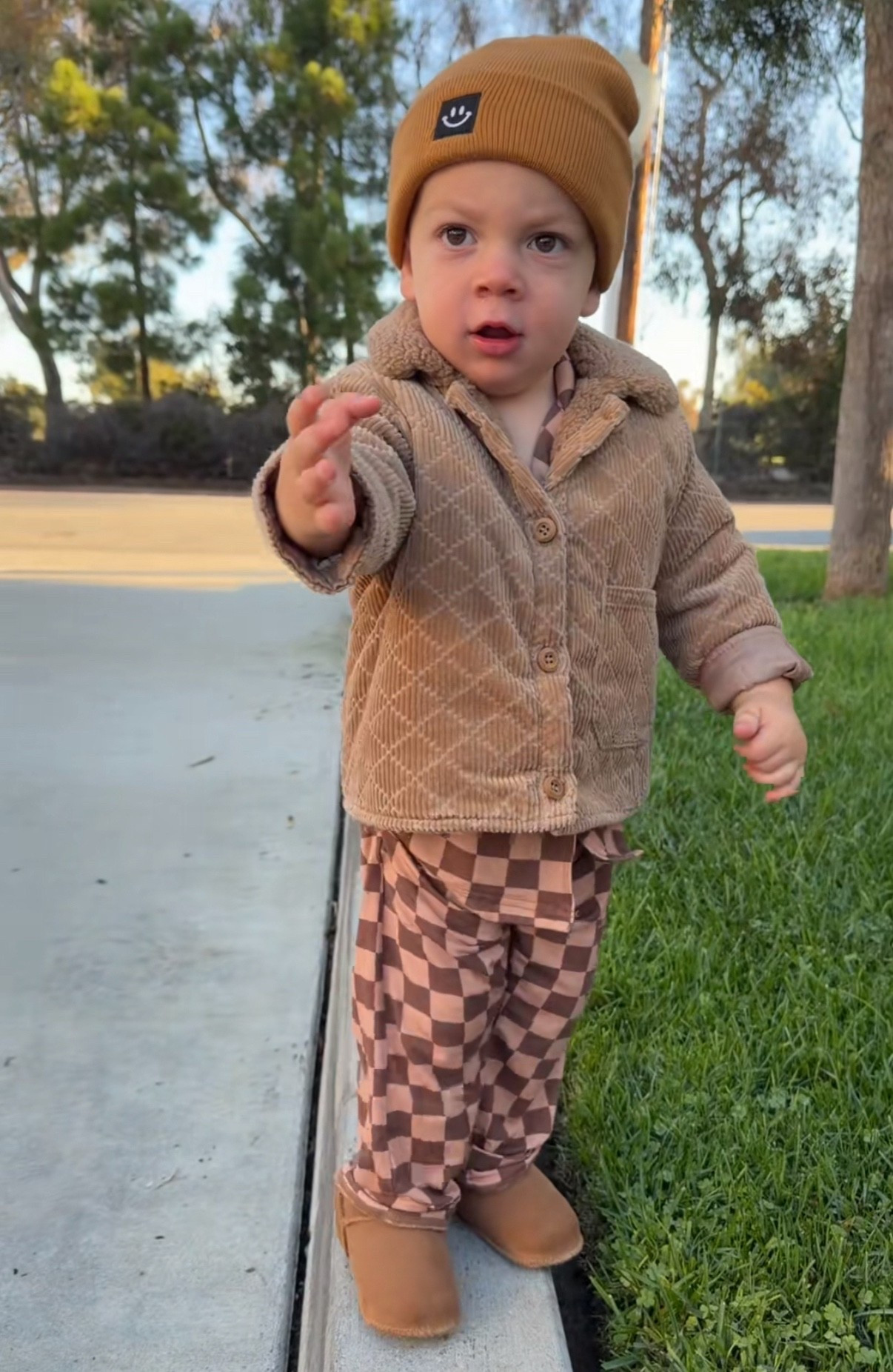 Coop is wearing a 2T. Use COOP25 at checkout for a discountt