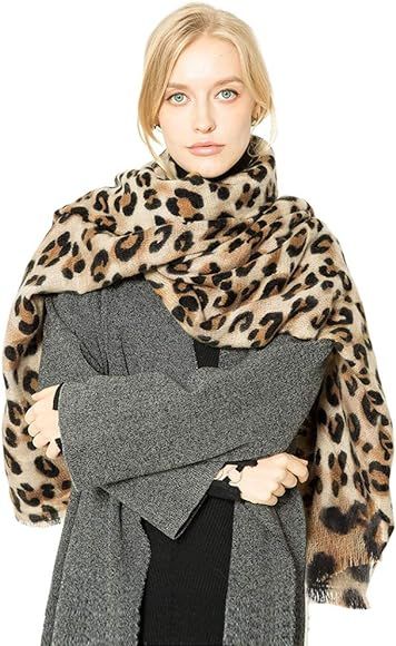 Superora Damen Schal Leoparden Winter Schultertuch Deckenschal übergroßer Kuscheliger Oversized... | Amazon (DE)