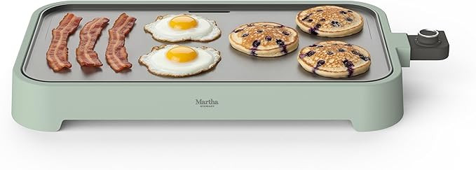 Martha Stewart 12” x 22” Electric Griddle, XL Ceramic Nonstick Flat Top Cooking Surface, Ad... | Amazon (US)