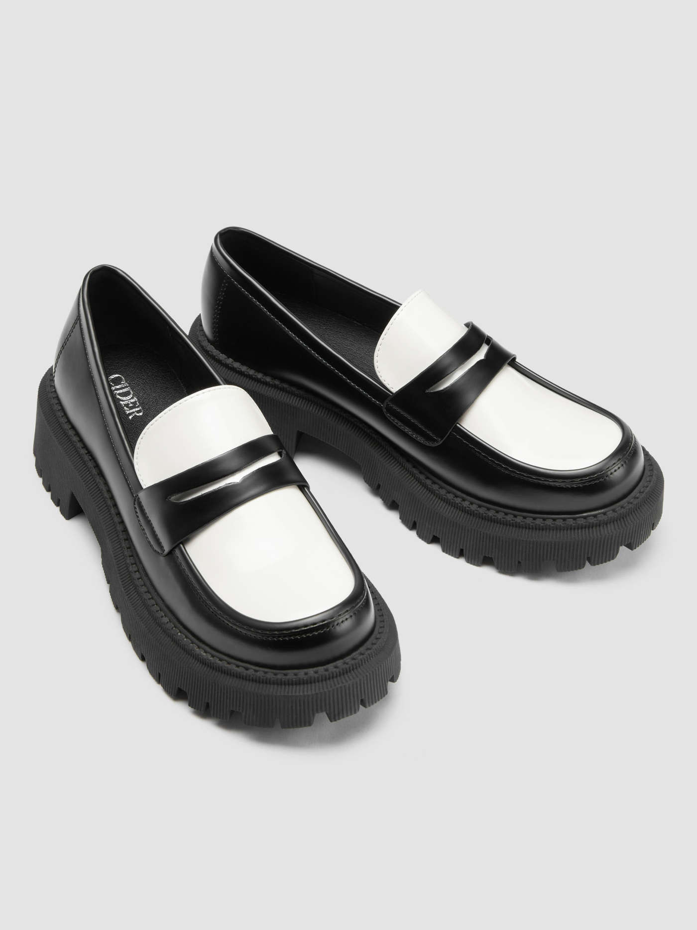 Faux Leather Two Tone Loafers | Cider