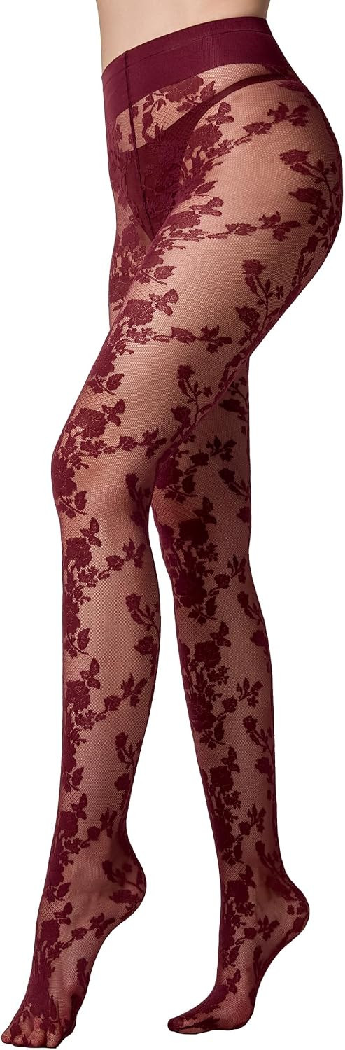 LABELLA Mesh Floral Patterned Sheer Pantyhose for Women | Amazon (US)