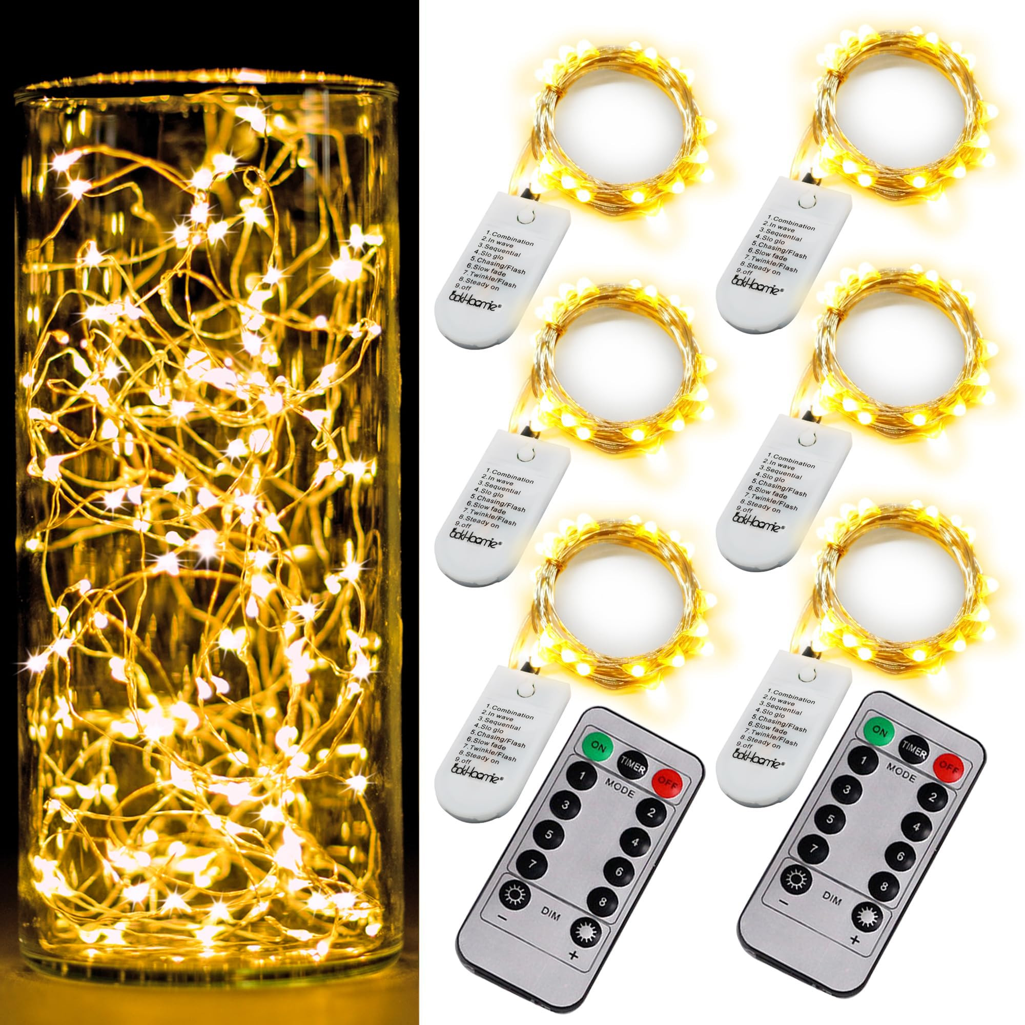 6 Pack Fairy Lights Battery Operated with Timer 2PCS Remote 6.5ft 20LED Warm White Twinkle Lights... | Amazon (US)