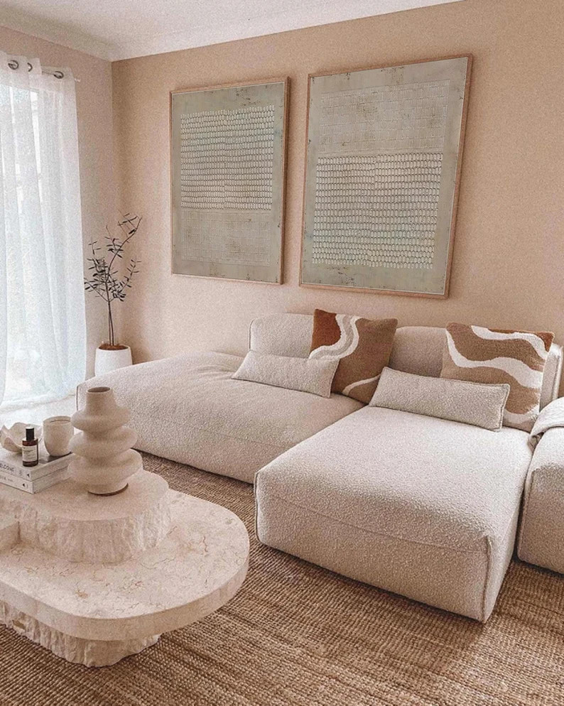 Wabi-Sabi Wall Art A pair brown wall art Set of 2 brown wall painting 3d texture brown abstract a... | Etsy (US)