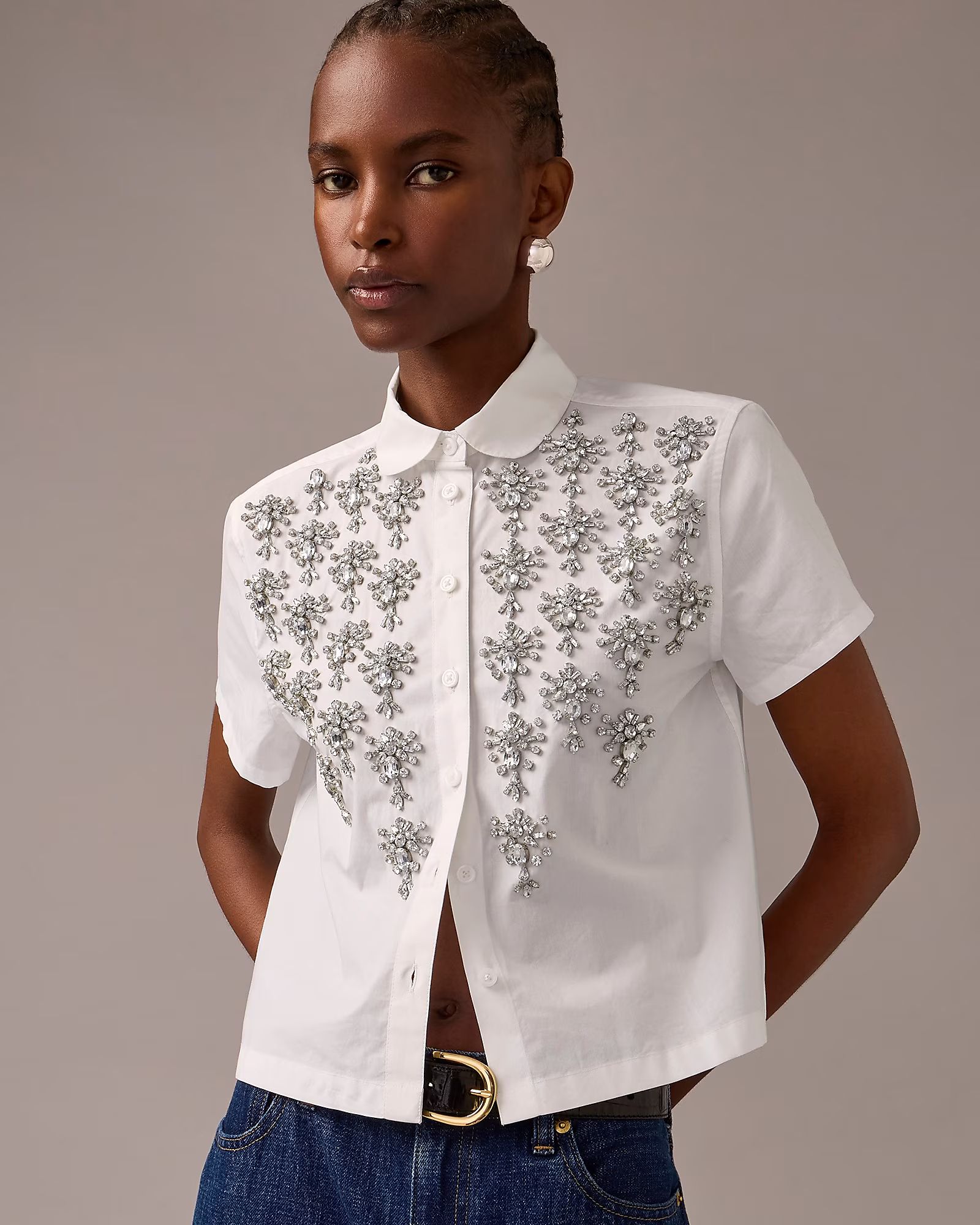 newCollection cropped button-up shirt with embellishments$168.0030% off full price with code SHOP... | J.Crew US