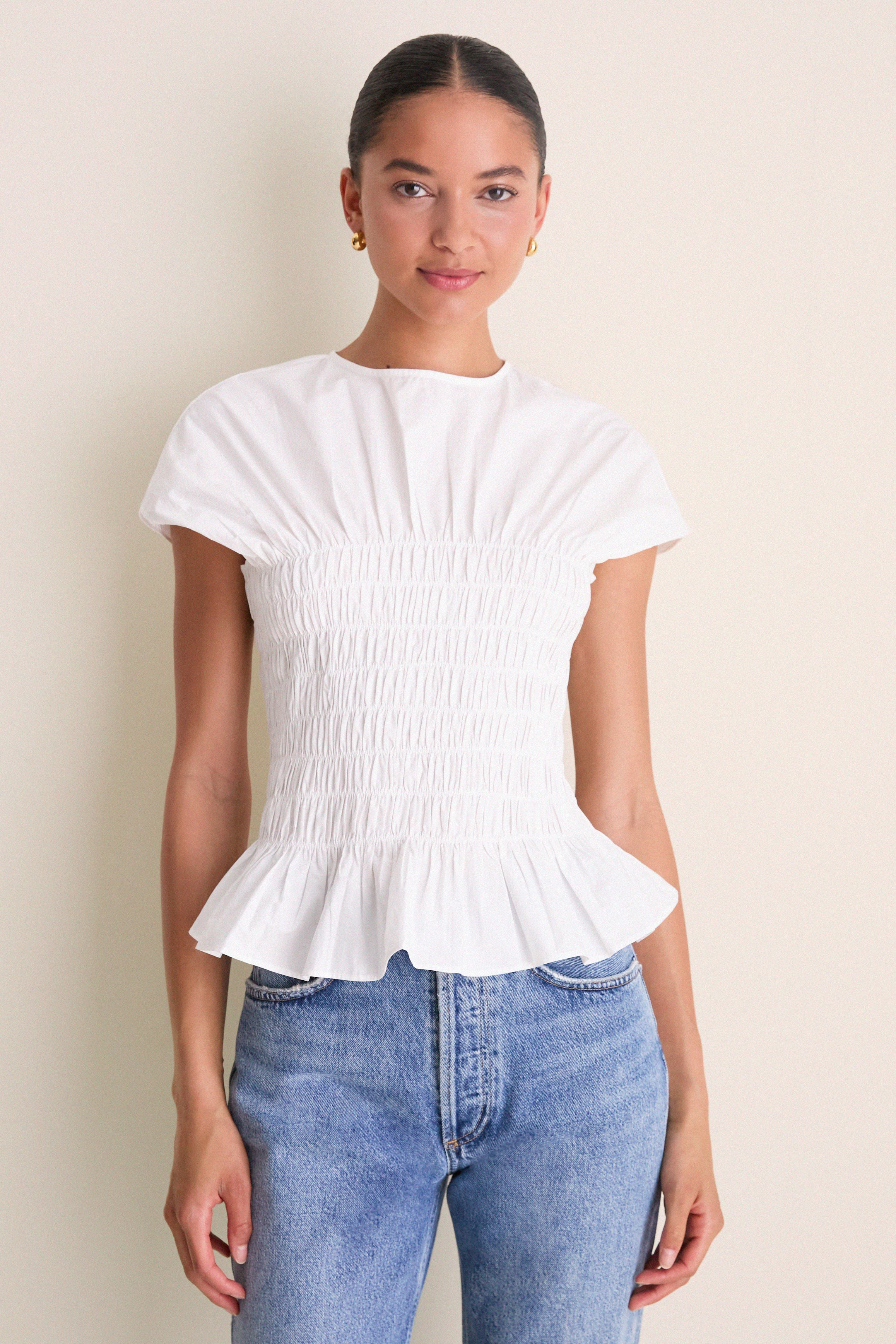 White Smocked Rollins Top | Tuckernuck (US)