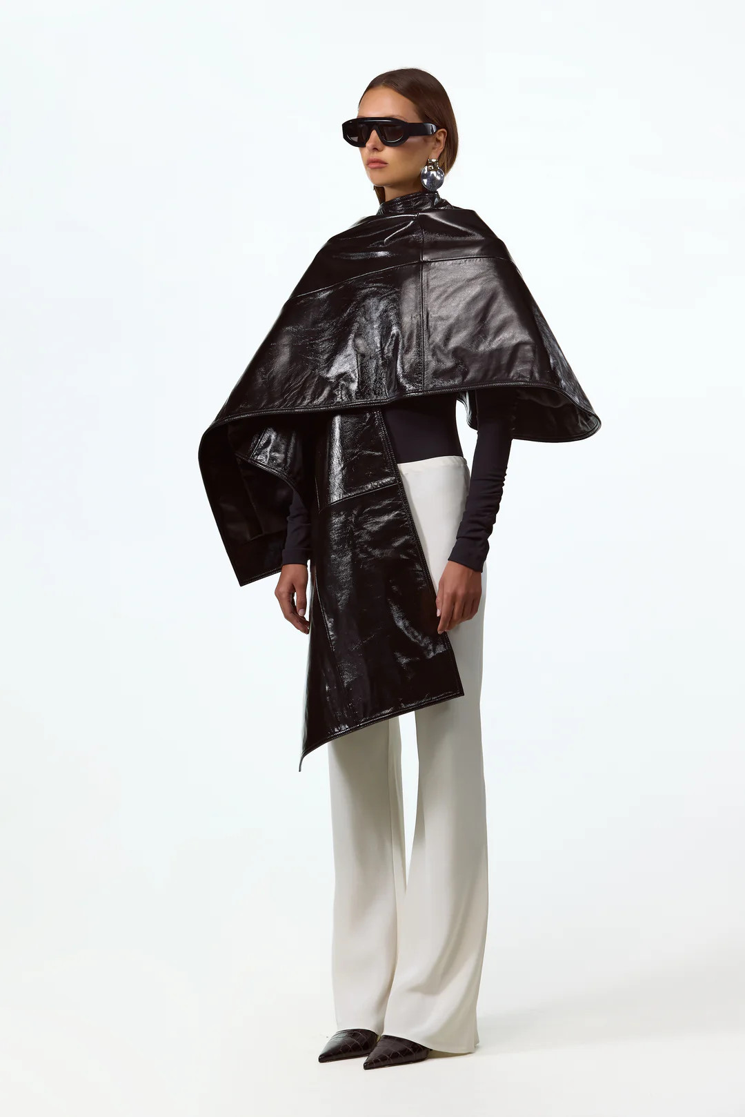 Leather Wrap Cape (Black) | SAME