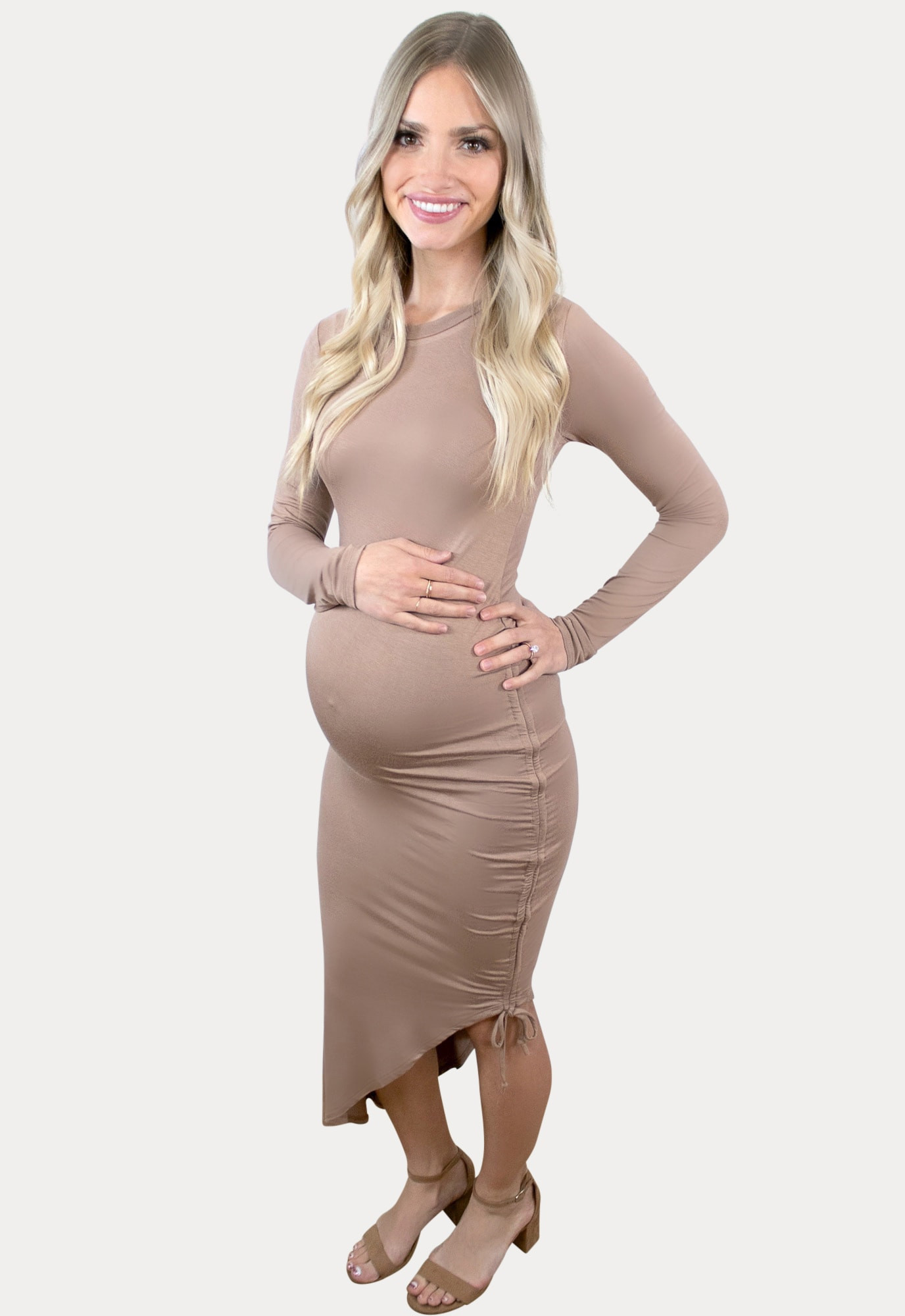 Maternity Asymmetrical Dress with Long Sleeves - Sexy Mama Maternity | Sexy Mama Maternity