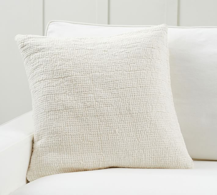 Ivy Linen Textured Pillow Cover, 22 x 22", Ivory | Pottery Barn (US)