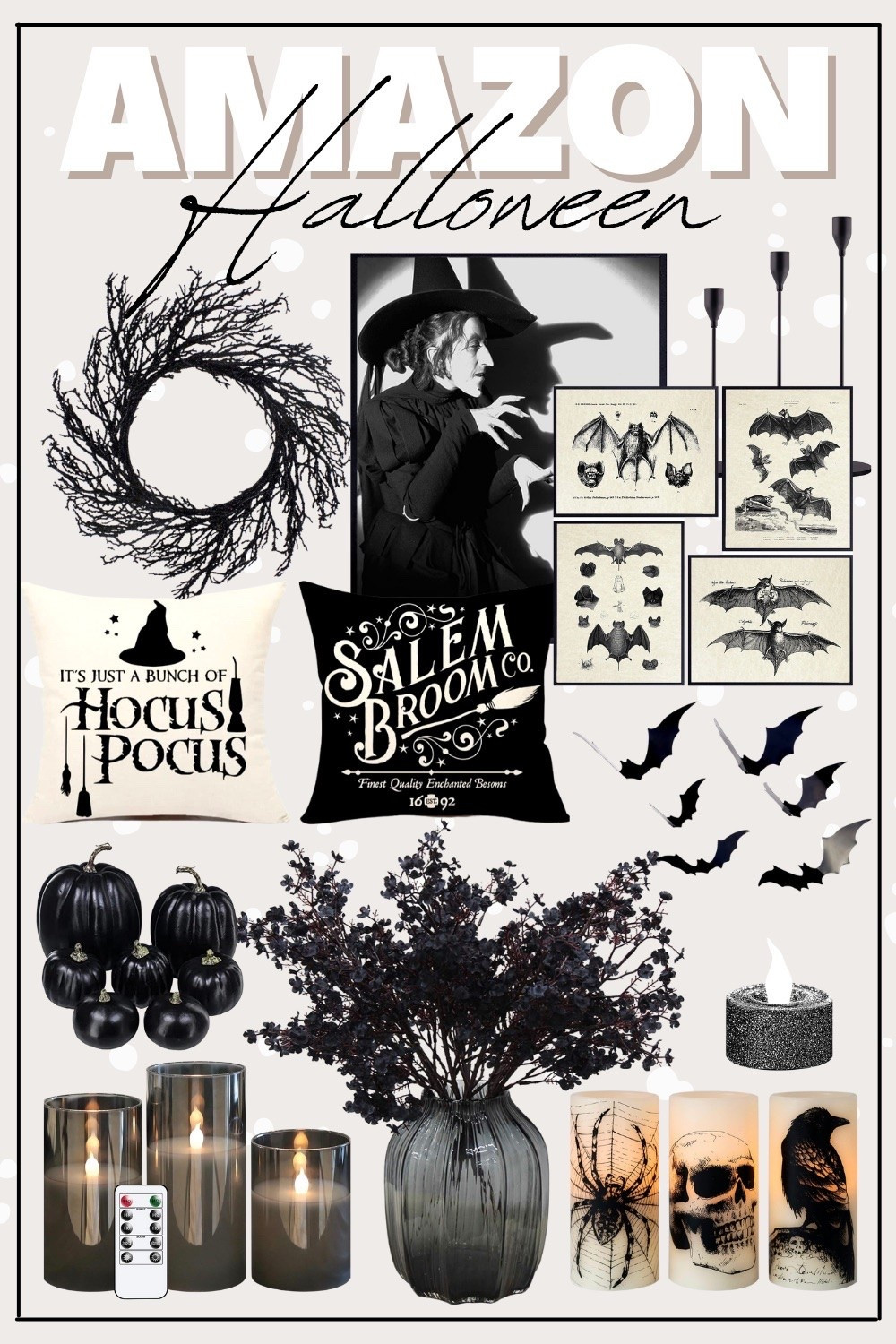 Halloween home decor Amazon fall decor black decorations door wreath porch witch hocus pocus pillows black floral stems arrangement skulls candles candlesticks bats wall decor Frankenstein wall art pumpkins spooky || #amazon #halloween #fall #autumn #home #porch #decor #decorations #pumpkins #pumpkin #doormat #floral #arrangement #vase #candles . Midi Dress, Wedding Guest Dresses, Bachelorette Party, Resort Wear, Maxi Dress, Swimsuit, Bikini, Travel, Back to School, Booties, skinny Jeans, Candles, Earth Tones, Wraps, Puffer Jackets, welcome mat,Travel Luggage, wedding guest, Work blazers, Heels, cowboy boots, Concert Outfits, Teacher Outfits, Nursery Ideas, Bathroom Decor, Bedroom Furniture, Living Room Furniture, Work Wear, Business Casual, White Dresses, Cocktail Dresses, Maternity Dresses, Wedding Guest Dresses, Maternity, Wedding, Wall Art, Maxi Dresses, Sweaters, Fleece Pullovers, button-downs, Oversized Sweatshirts, Jeans, High Waisted Leggings, dress, amazon dress, joggers, home office, dining room, amazon home, bridesmaid dresses, Cocktail Dresses, Summer Fashion, wedding guest dress, Pantry Organizers, kitchen storage organizers, leather jacket, throw pillows, table decor, Fitness Wear, Activewear, Amazon Deals, shacket, nightstands, Plaid Shirt Jackets, Walmart Finds, curtains, slippers, apple watch bands, coffee bar, lounge set, golden goose, playroom, Hospital bag, swimsuit, pantry organization, Accent chair, Farmhouse decor, sectional sofa, entryway table, console table, sneakers, coffee table decor, laundry room, baby shower dress, shelf decor, bikini, white sneakers, sneakers, Target style, Date Night Outfits, White dress, Amazon finds, Home decor, Walmart, Amazon Fashion, SheIn, Kitchen decor, Master bedroom, Baby, Swimsuits, Coffee table, Dresses, Mom jeans

#LTKHome #LTKSeasonal #LTKSaleAlert