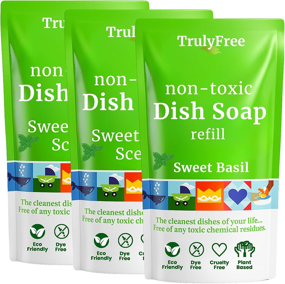 Truly Free Non Toxic Dish Soap | Natural Concentrated Dishwashing Liquid - Sweet Basil Scent | No... | Amazon (US)