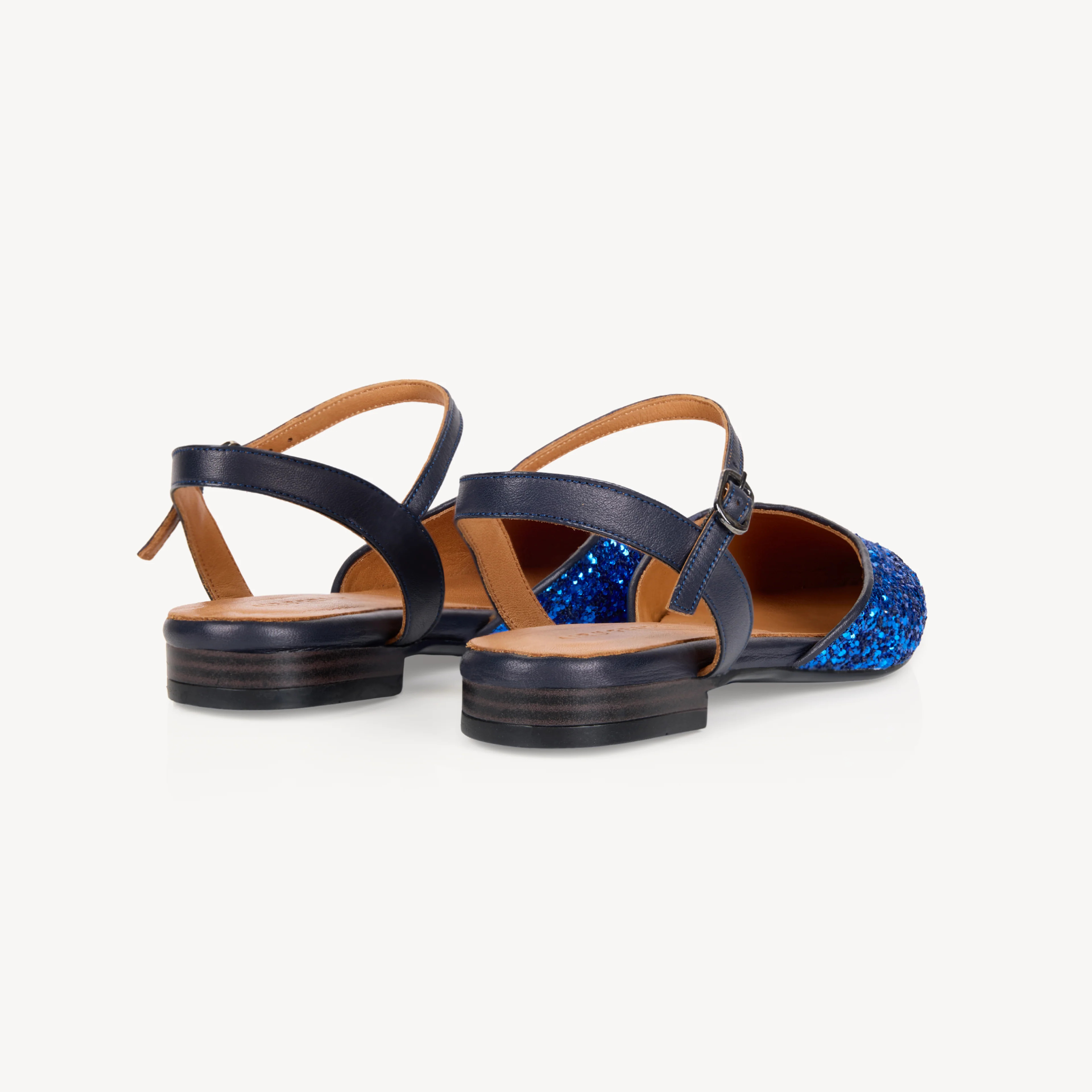 Loulou: Blue Glitter Pointed Flats | Air & Grace