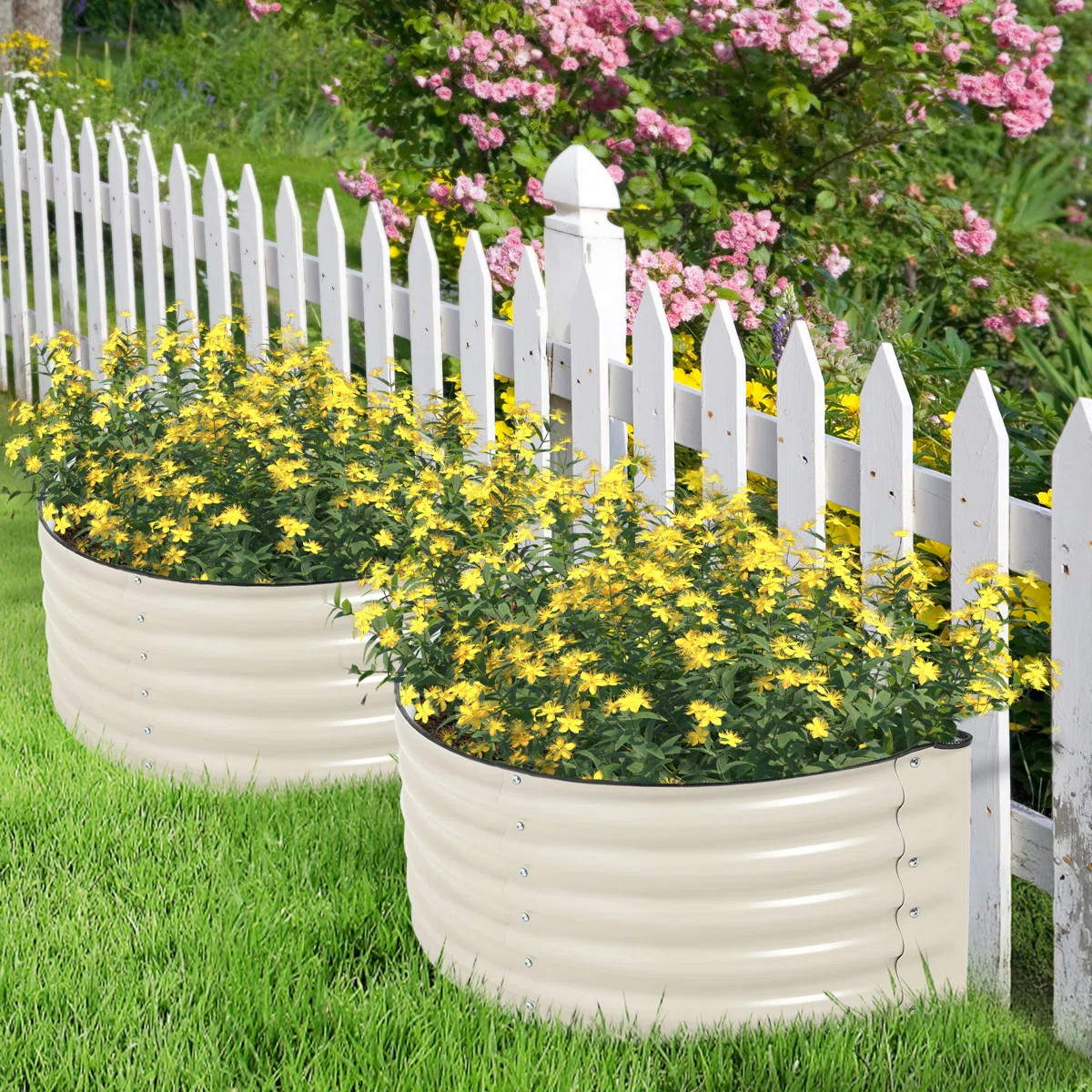 Pannu Metal D-Shaped Raised Garden Bed (Set of 2) | Wayfair North America