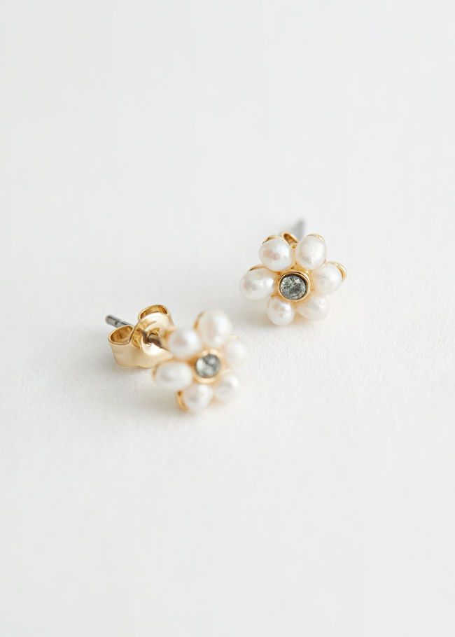 Rhinestone Pearl Floral Stud Earrings | & Other Stories US