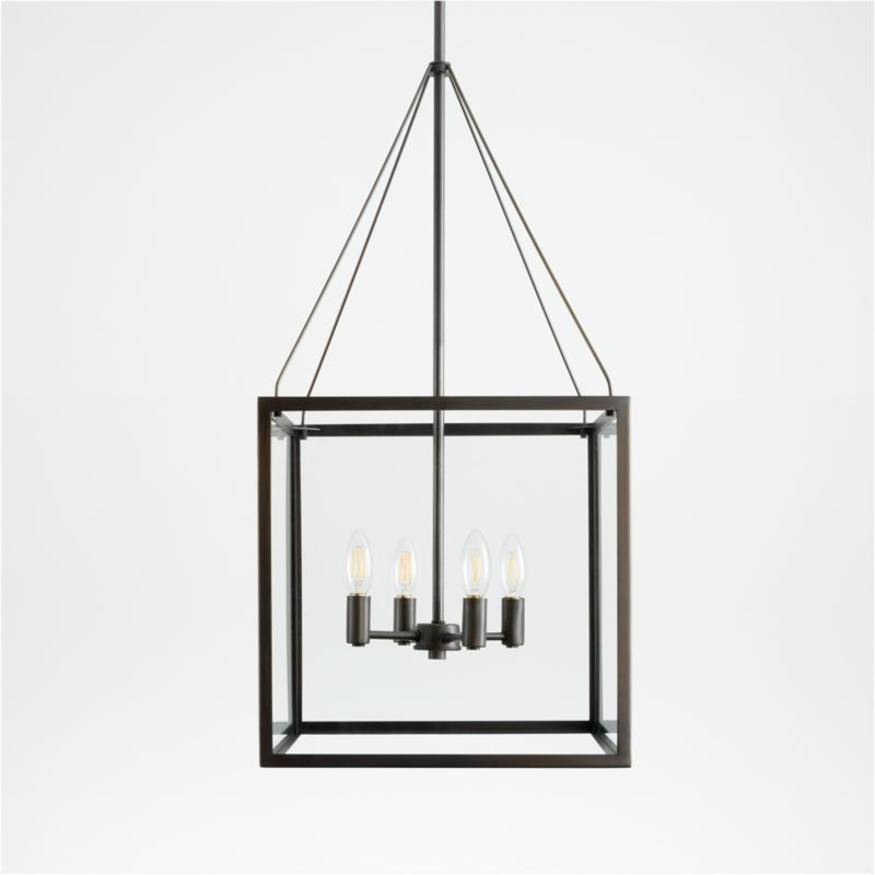 Nolan Square Black Glass Pendant Light + Reviews | Crate & Barrel | Crate & Barrel