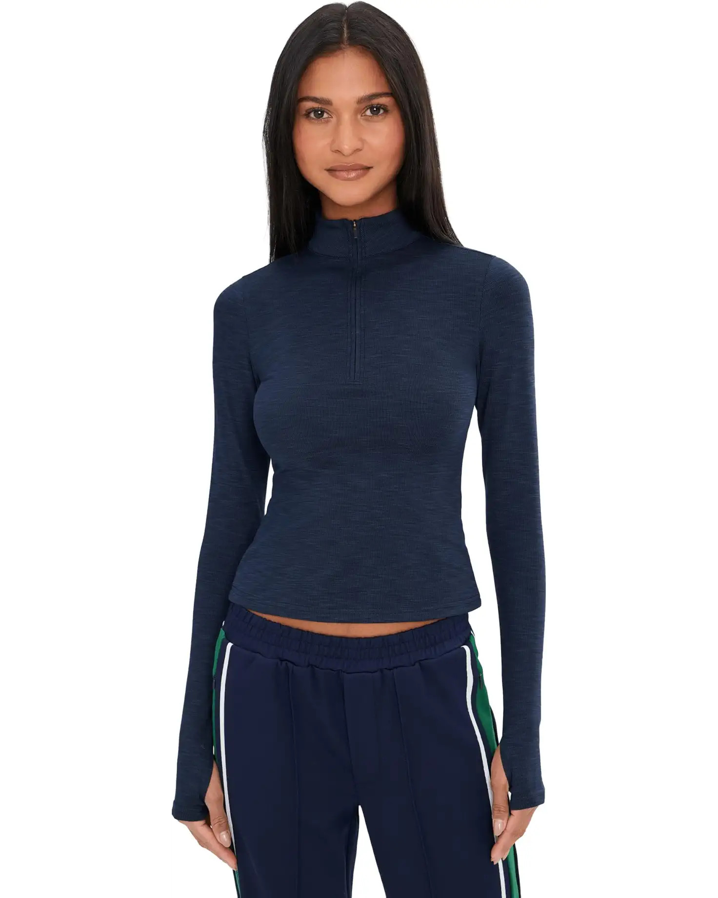 Stevie Active Rib Half Zip Waist Length | Zappos