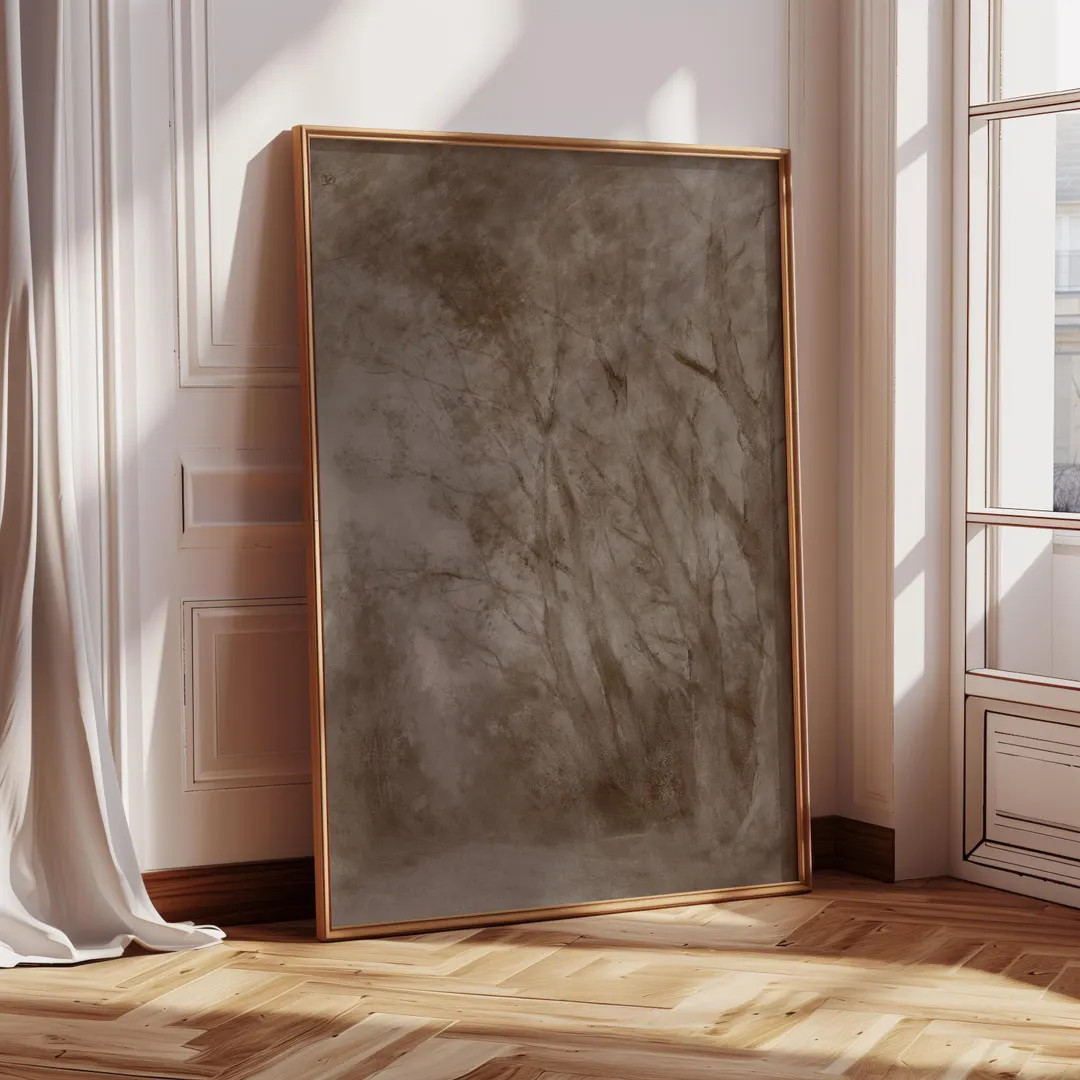 Sepia Forest Drawing Framed Wall Art, Vintage Woodland Sketch Print, Neutral Rustic Farmhouse Dec... | Etsy (US)