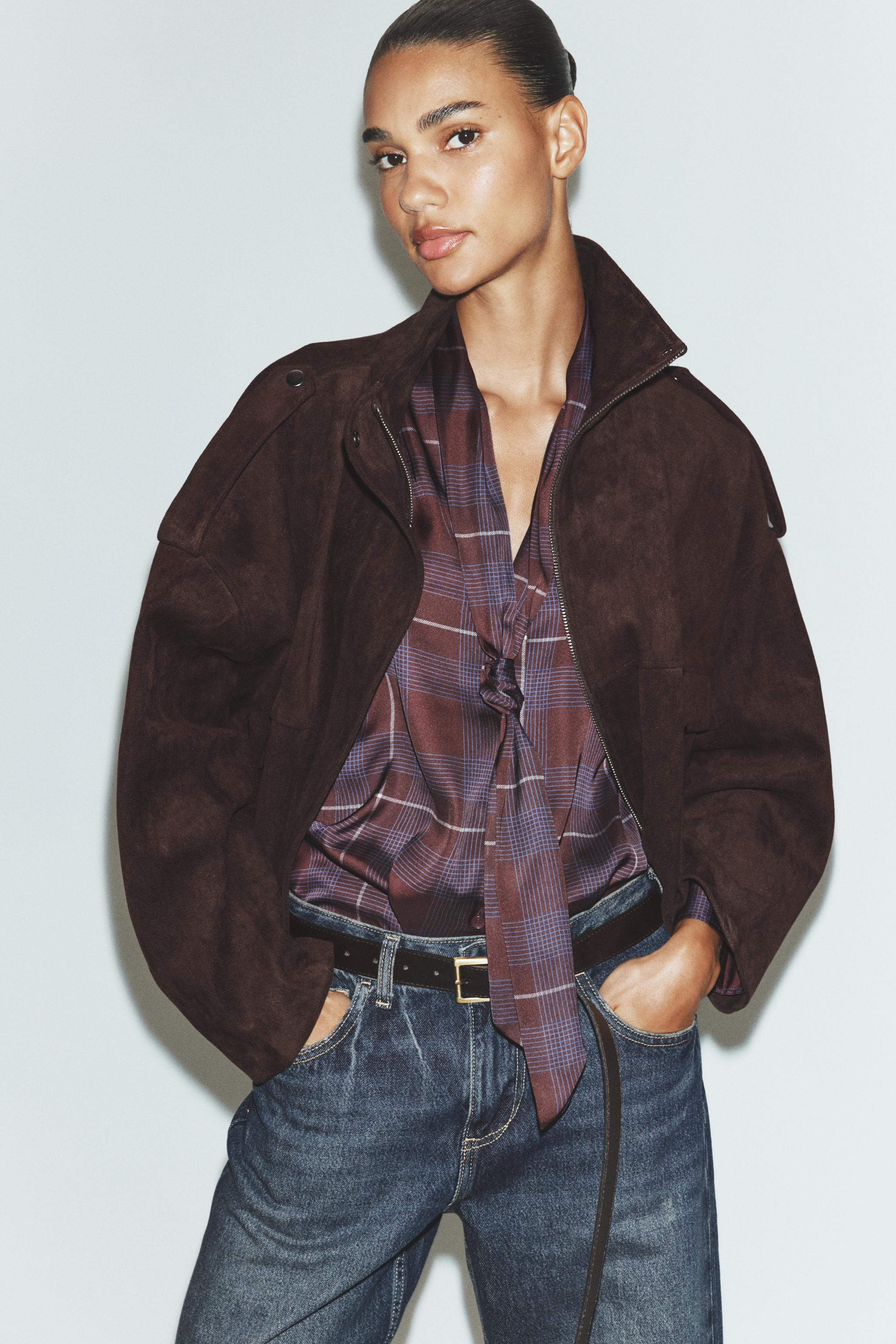 FAUX SUEDE JACKET WITH TABS | Zara AU