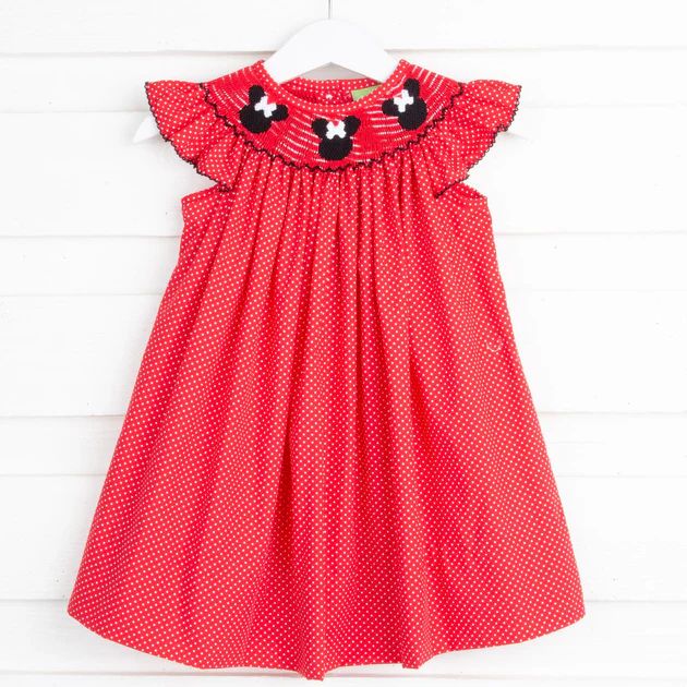Mouse Ears Smocked Red Dotted Dress | Classic Whimsy