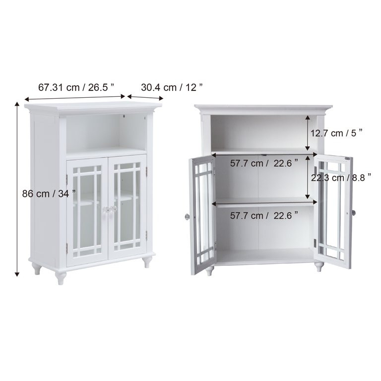 Teamson Home Neal Wooden Floor Cabinet with 2 Glass Doors, White | Walmart (US)