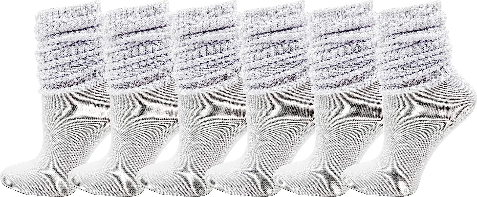 6 Pairs Slouch Socks for Women, Soft Extra Long Scrunch Knee High Sock, Bulk Pack | Amazon (US)