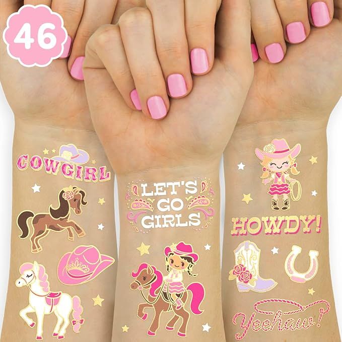 xo, Fetti Cowgirl Temporary Tattoos Decorations - 46 Glitter Styles | Horse Birthday Party Suppli... | Amazon (US)