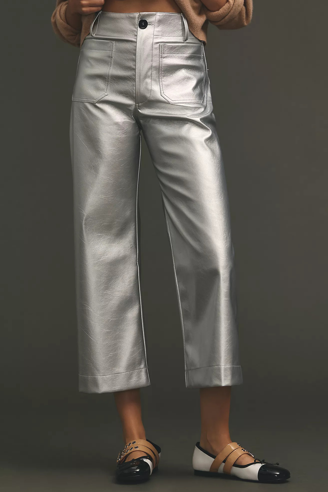 The Colette Cropped Wide-Leg Faux Leather Pants by Maeve | Anthropologie (US)