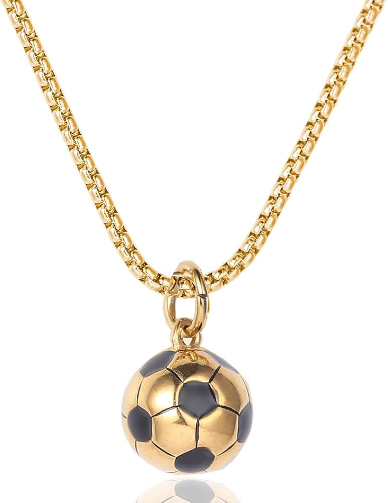 WIGERLON Soccer Ball Charm Necklace\uff0cSoccer Gifts for Men,3D Stainless Steel Soccer Pendant N... | Amazon (US)