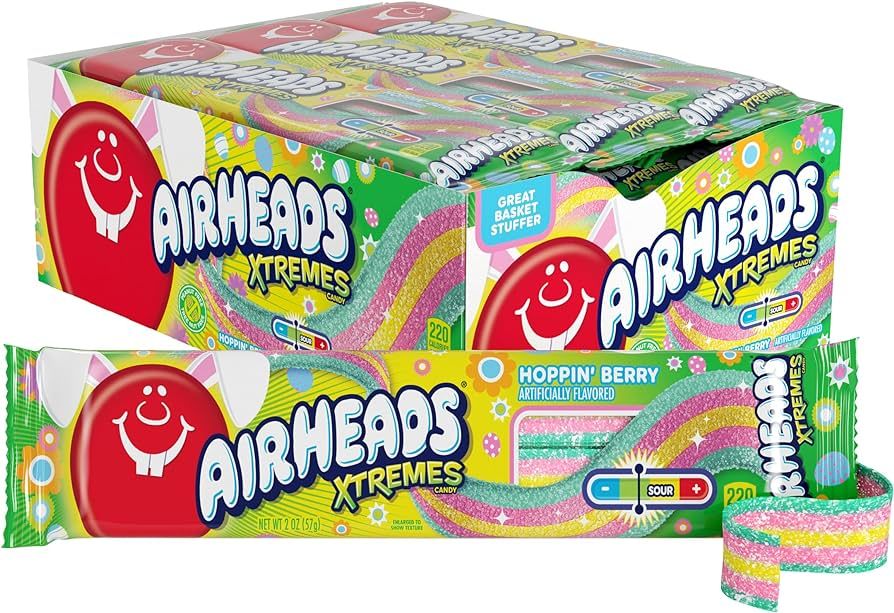 Airheads Xtremes, Sweetly Sour Spring Edition Hoppin Berry Flavored Candy Belts, Easter Baskets, ... | Amazon (US)