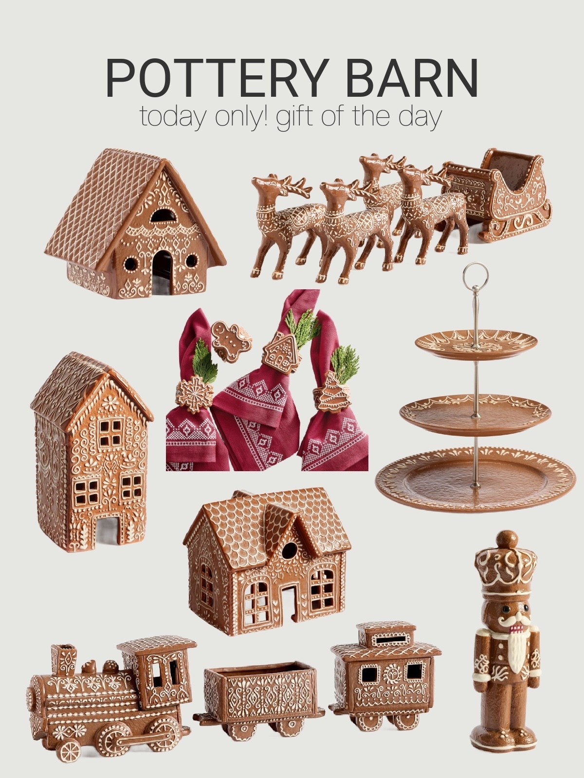 TODAY ONLY! Sweeten your season with Pottery Barn’s gift of the day. Several pieces from the gingerbread collection are marked down, from adorable houses and trains to tiered stands, napkin rings, and more. Perfect for mantel displays, nostalgic tablescapes, and other seasonal styling. Grab your favourites before this deal ends.

#LTKHoliday #LTKHome #LTKSaleAlert