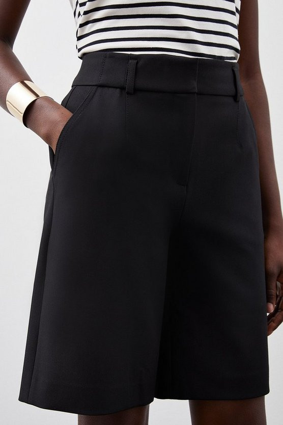 Compact Stretch Seam Detail Shorts | Karen Millen US