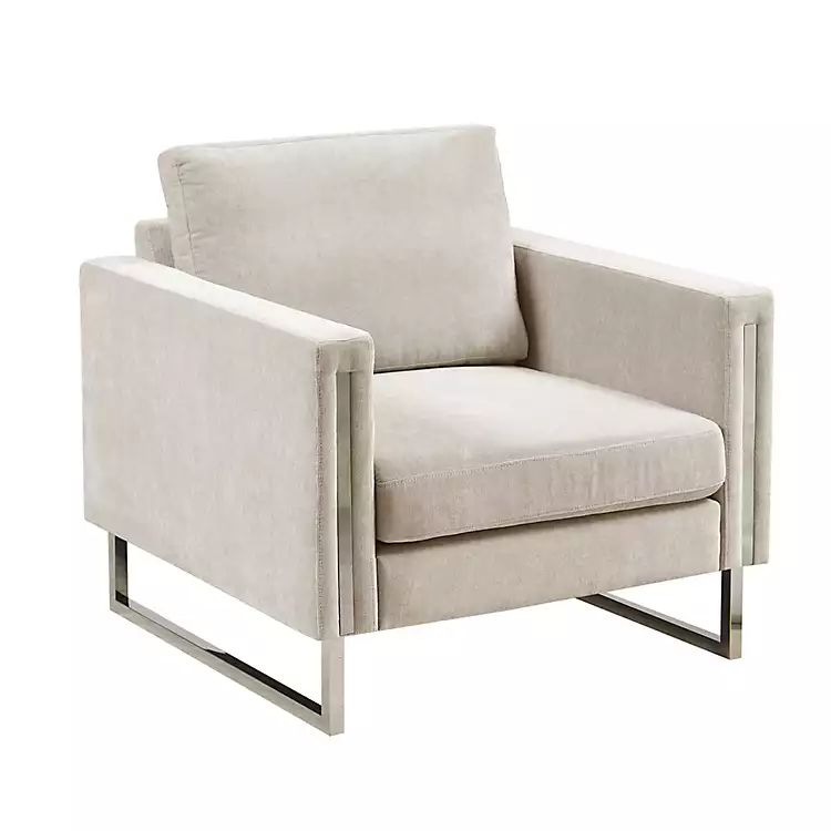 New! Ivory Upholstered and Chrome Accent Chair | Kirkland's Home