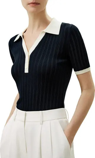 V Neck Ribbed Silk Knit Top | Nordstrom