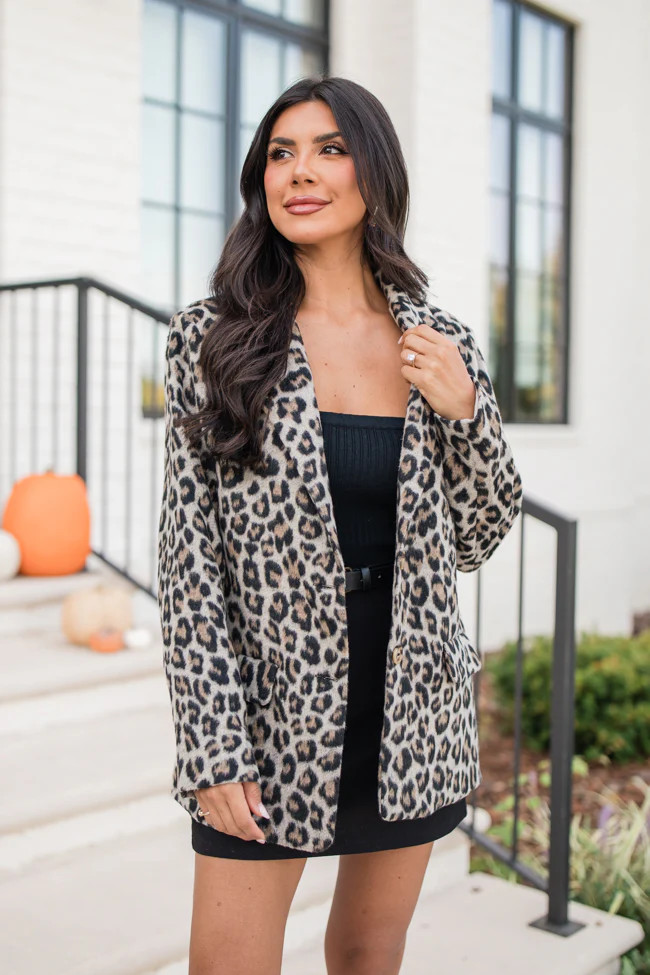 Do It Pronto Leopard Wool Blend Blazer Coat FINAL SALE | Pink Lily
