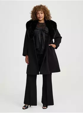 Fit & Flare Faux Fur Collar Coat | Torrid (US & Canada)