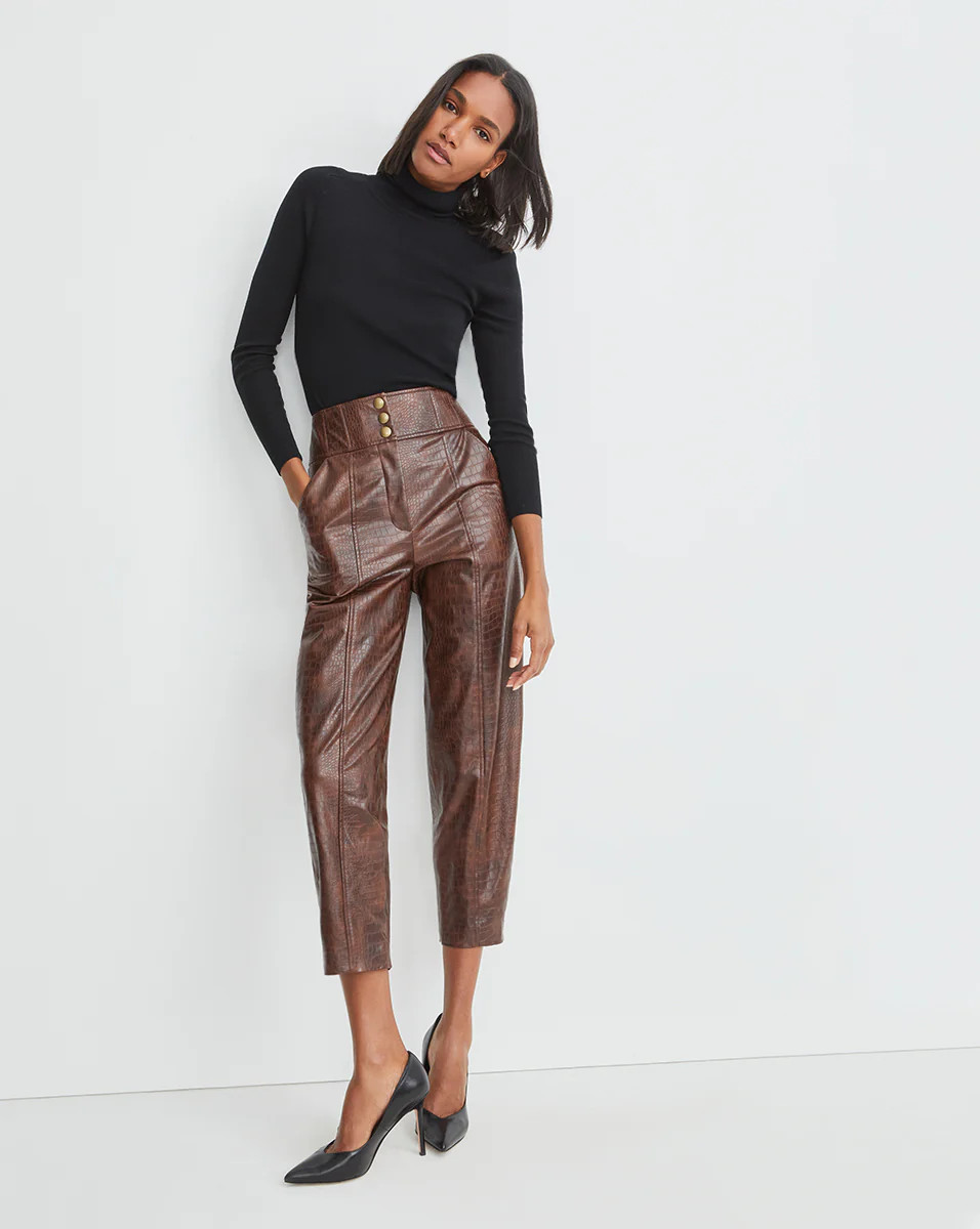 Veronica Beard Carbella Vegan-Leather Pant Chicory | Veronica Beard