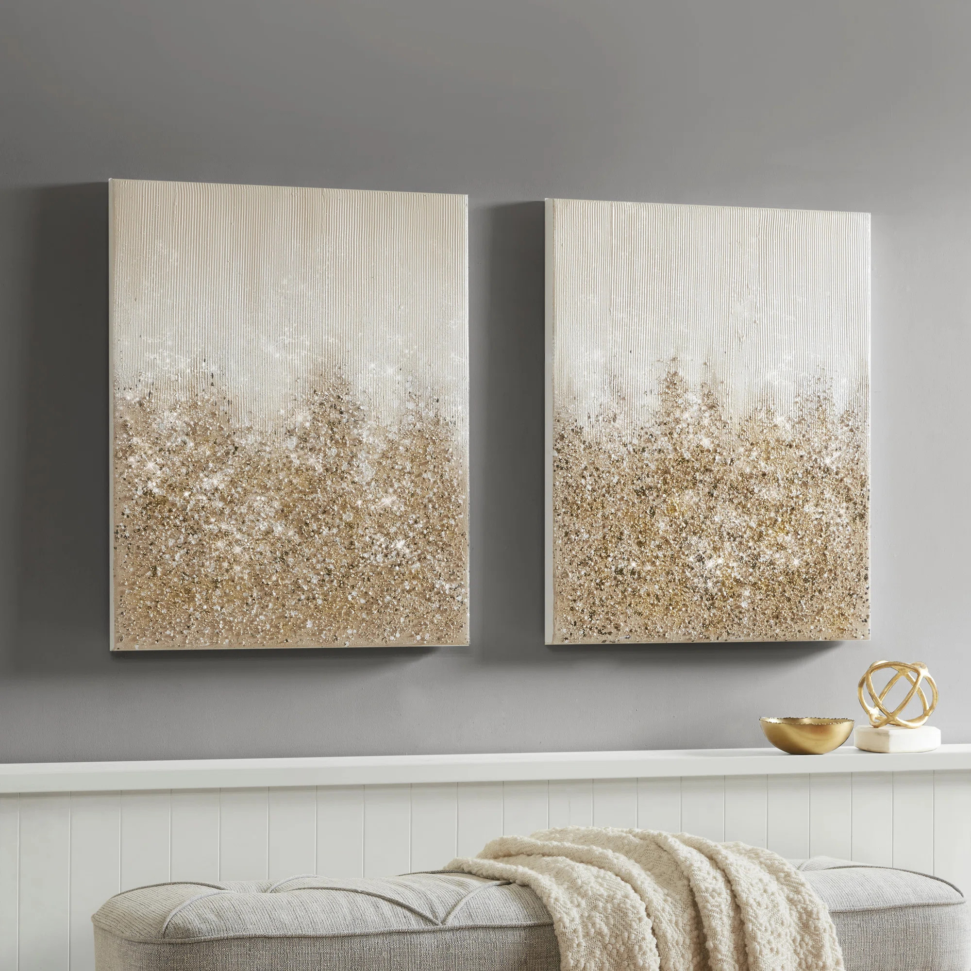 Glimmer Heavily Embellished 2-piece Canvas Wall Art Set (Set of 2) | Wayfair North America