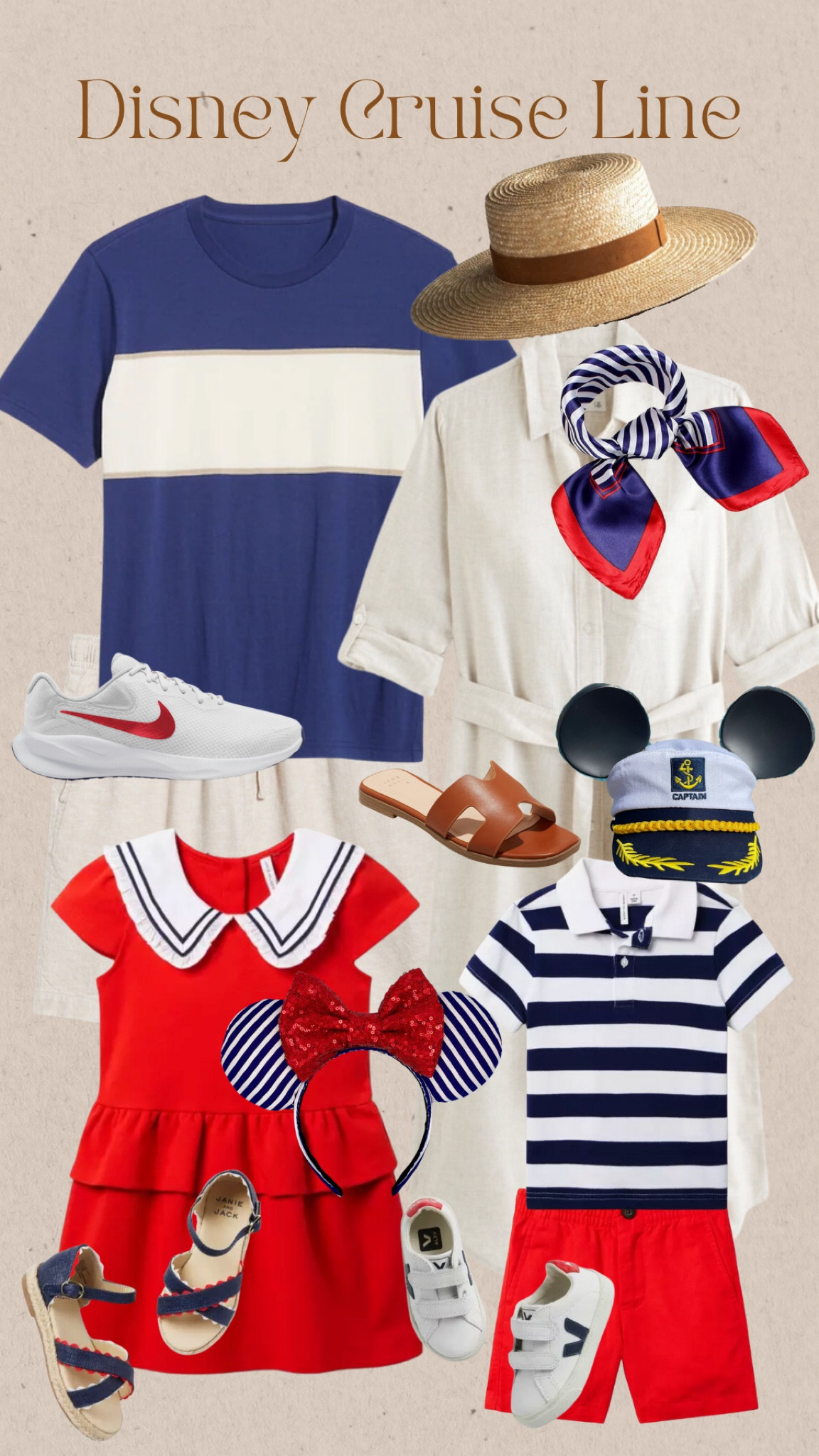 Board your Disney Cruise in coordinating nautical style for the whole family. 

With a red, white and blue color palette you’re destined to be the best dressed family climbing aboard. 

#disneycruise #cruiseattire #cruiseoutfits #nautical #minnieears #disneyfamily #disneymom 

#LTKfamily #LTKtravel #LTKkids